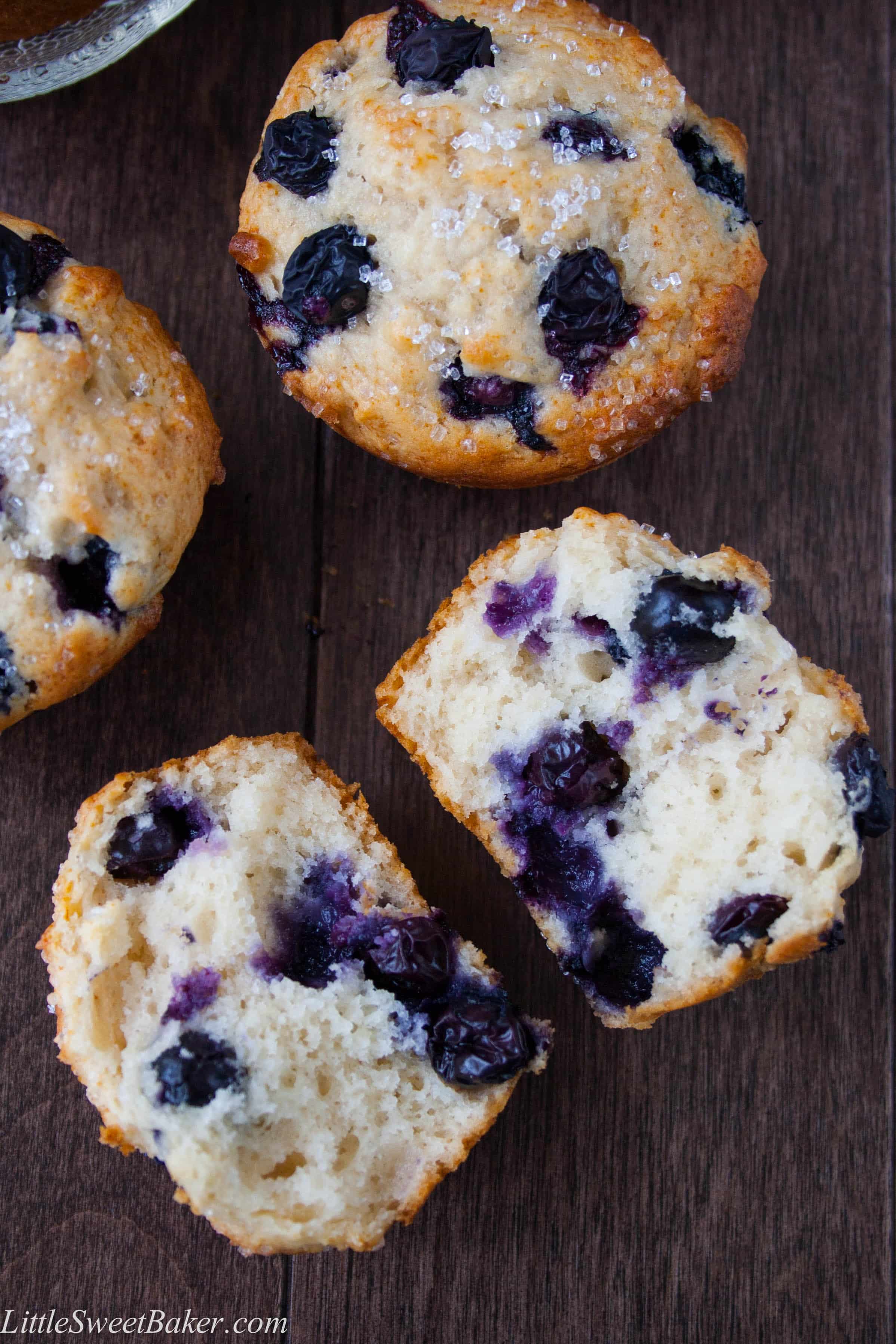 BLUEBERRY BUTTERMILK MUFFINS. A soft and moist muffin full of juicy blueberries and a scent of vanilla and cinnamon spice. This is a quick and easy go-to recipe for whenever you feel like homemade muffins.