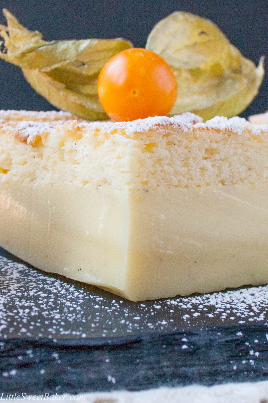 VANILLA BEAN MAGIC CAKE. One simple batter that bakes into 3 different delicious layers, a chewy dense base, a creamy custard centre and a fluffy sponge cake on top. It's truly magic!