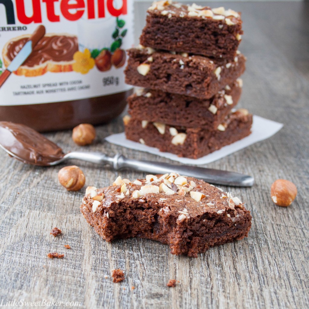 5-MINUTE CHOCOLATE HAZELNUT BROWNIES. Nutty, chocolatey and chewy brownies that are made with just 3 ingredients and in one bowl. Perfect for when that chocolate craving hits!