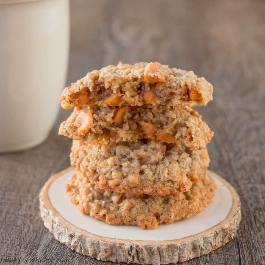 BUTTERSCOTCH OATMEAL COOKIES. This is a hearty, soft and chewy cookie that is loaded with sweet flavorful butterscotch chips.