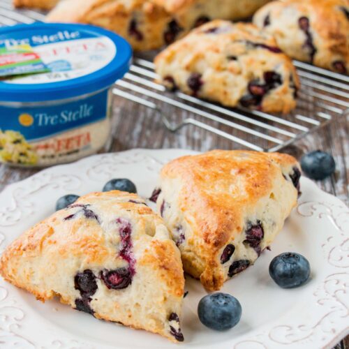 Feta Cheese & Blueberry Scones (video) - Little Sweet Baker