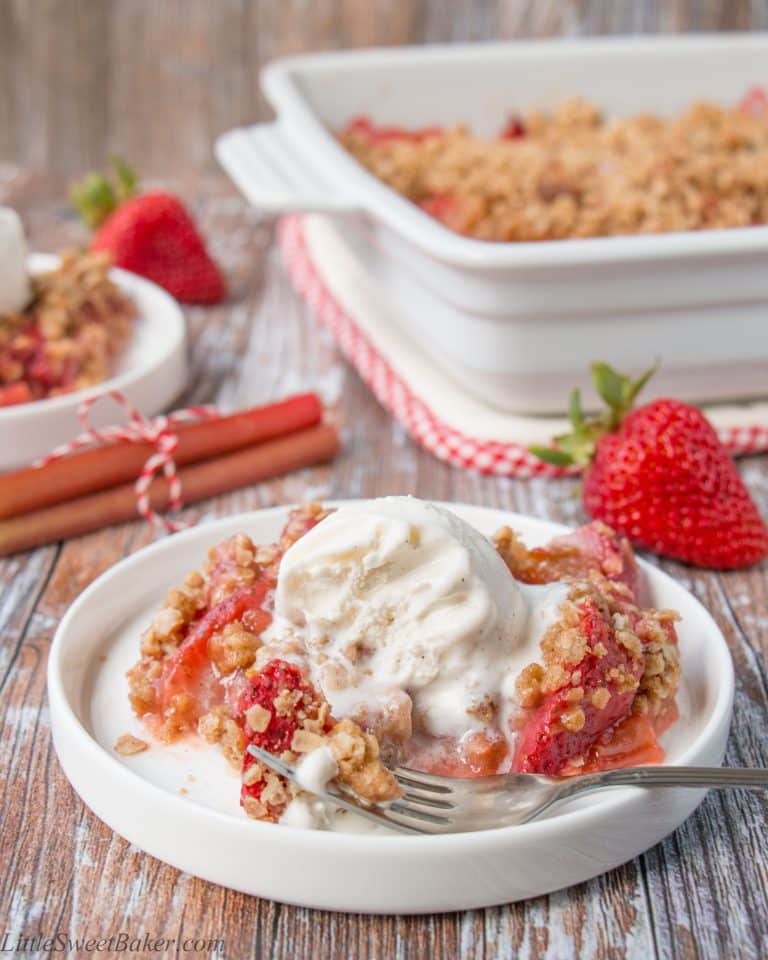 Strawberry Rhubarb Crisp (video) - Little Sweet Baker