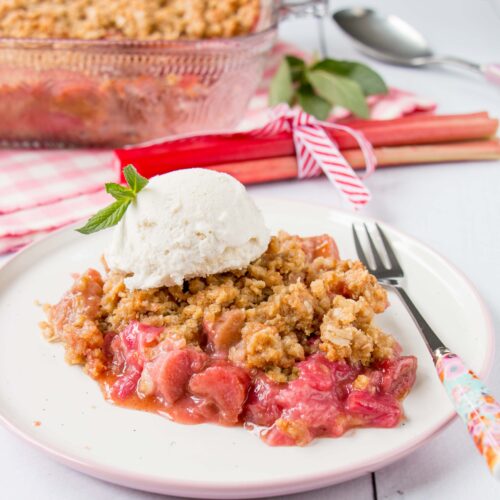 Rhubarb Crisp Recipe (+ Video!) - Little Sweet Baker