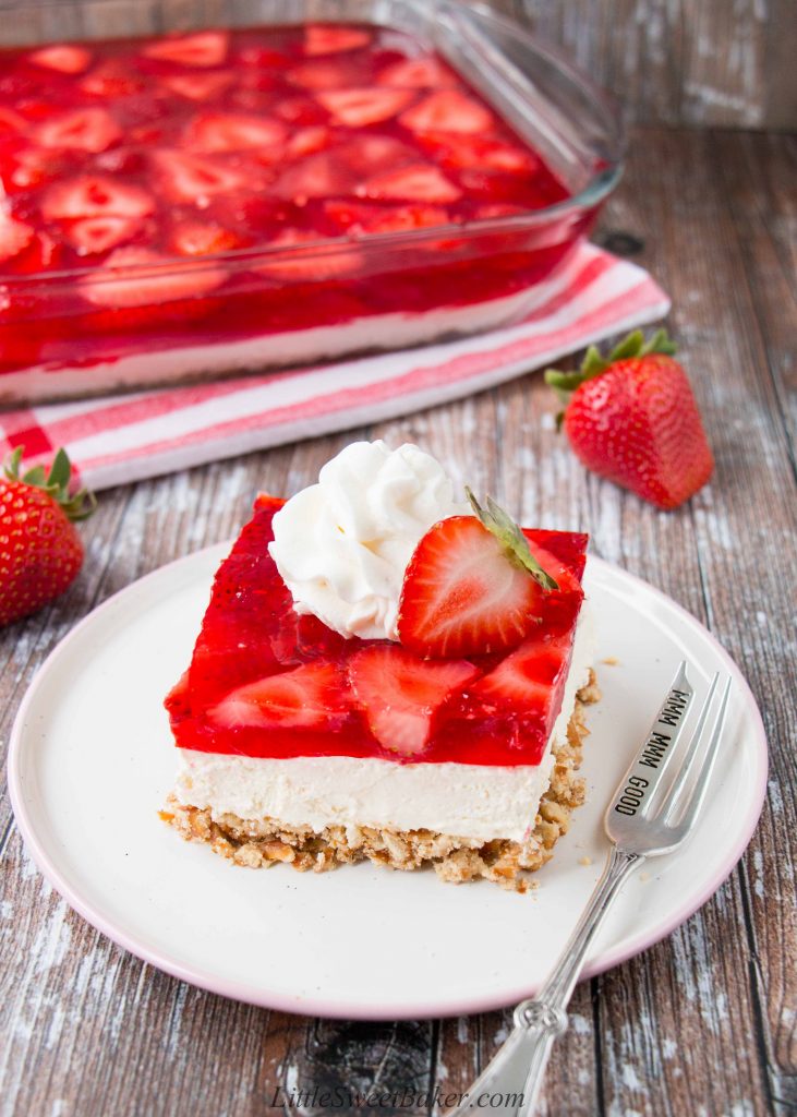 Strawberry Pretzel Salad - Little Sweet Baker