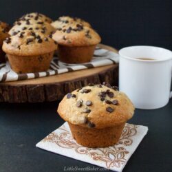 Bakery Style Chocolate Chip Muffins (video) - Little Baker