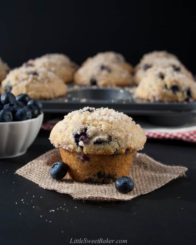 BEST Blueberry Streusel Muffins {Bakery-Style} - Little Sweet Baker