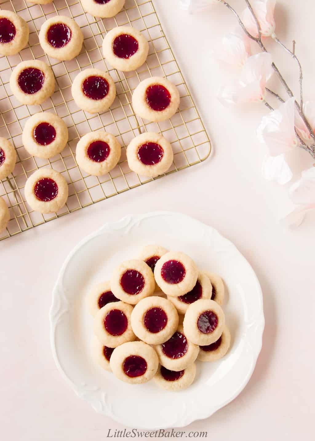 Raspberry Thumbprint Cookies Video Little Sweet Baker