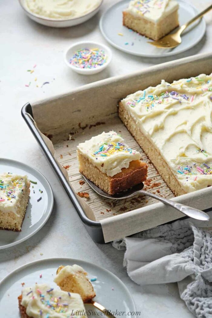 Vanilla Sheet Cake Recipe - Shugary Sweets