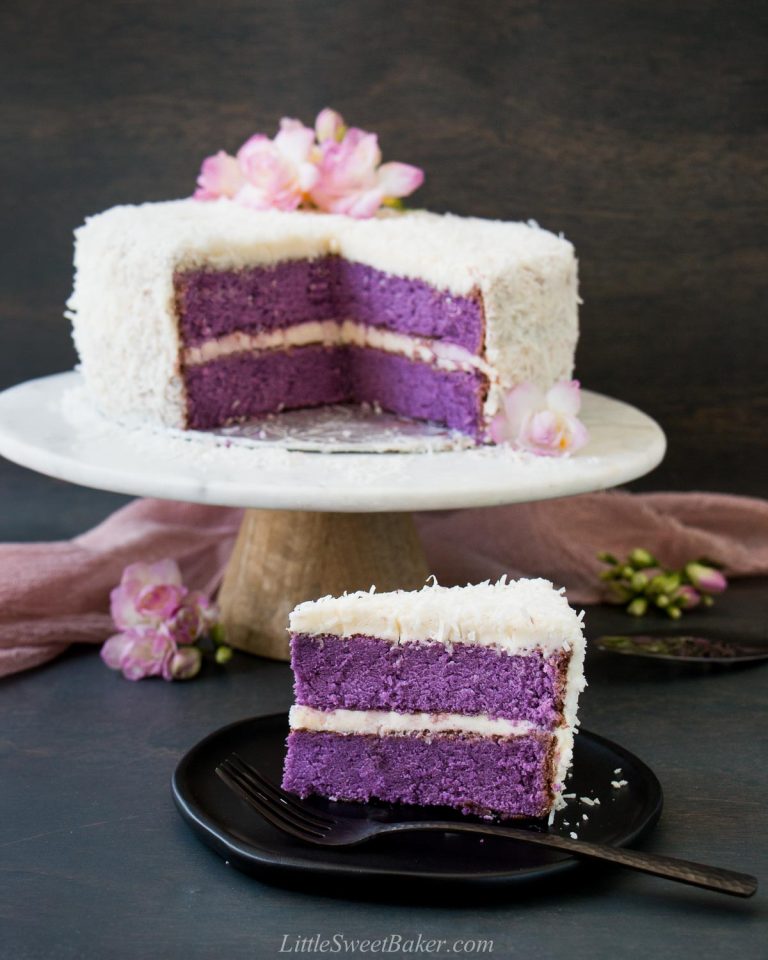 Ube Cake with Coconut Frosting Little Sweet Baker