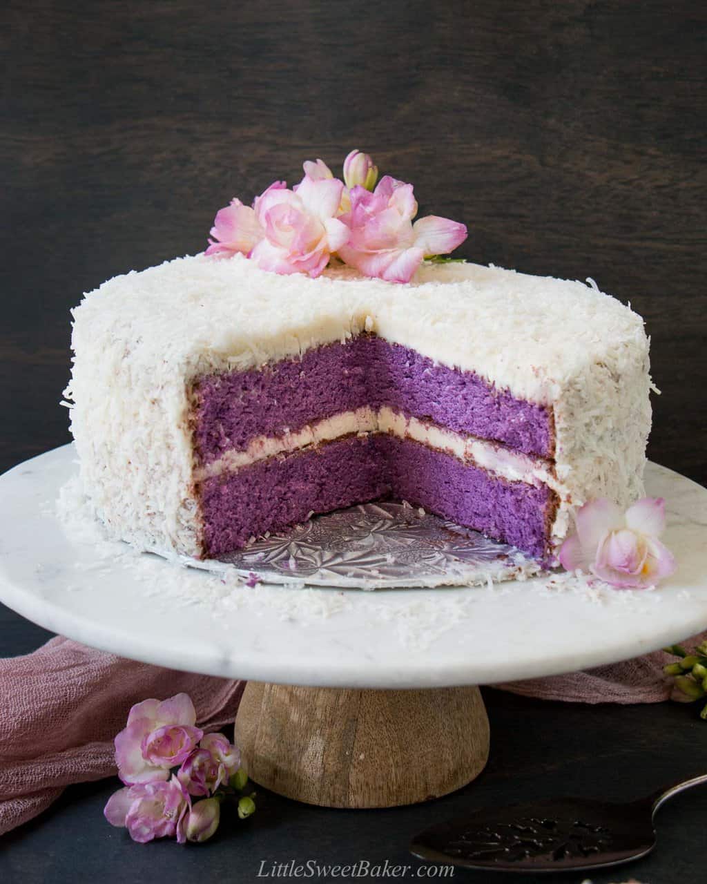 Easy Ube Cake -Purple Yam Cake - AmusingMaria