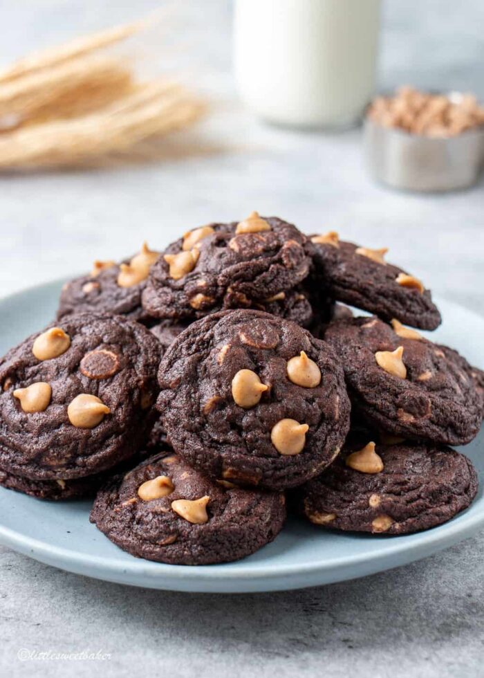 Chocolate Peanut Butter Chip Cookies - Little Sweet Baker